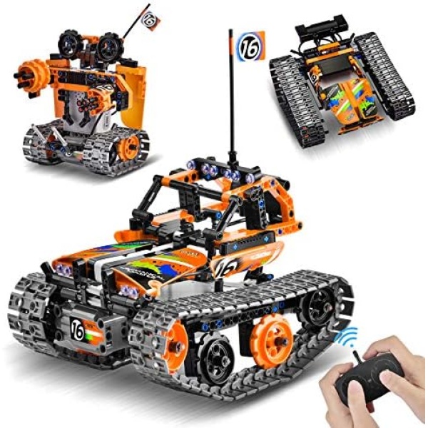 AoHu 3-in-1 STEM Remote Control Building Kits Toys for Kids-392 Pieces DIY Engineering Science Educational Blocks Kit, RC Racer Tracked Car/Robot/Tank Gift Set for Boys and Girls Aged 8-12