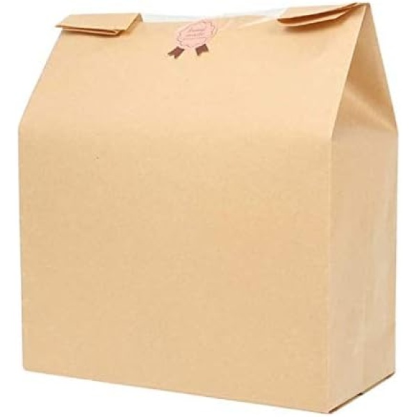 Asdomo 50pcs Paper Bread Bags with Windows Durable Kraft Paper Snack Bags Lunch Packaging Bags for Toast, Baking 100% Recycled Brown