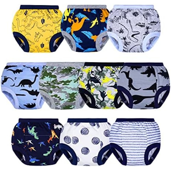 BIG ELEPHANT Toddler Potty Training Pants- 100% Cotton Unisex Baby Pee Underpants 10-pack, 5T