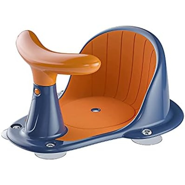 Baby Bath Seat， Portable Toddler Child Bathtub Seat for 6-24 Months，Infant Toddler Girl Boy Bathtub Support，Non-Slip/Soft Skin Care/Strong Sucker (Orange)