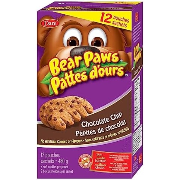 Bear Paws Chocolate Chip Cookies, 480g x 12 pouches