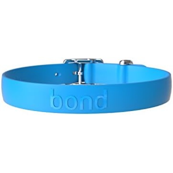 Bond Pet Products Durable Dog Collar | Comfortable, Easy to Clean & Waterproof Collars for Dogs | High Performance Weatherproof Elastomer Rubber | Medium - Blueberry Blue