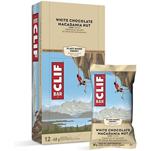 CLIF BAR - Energy Bars - White Chocolate Macadamia Flavour - (68 Gram Protein Bars, 12 Count) Packaging May Vary