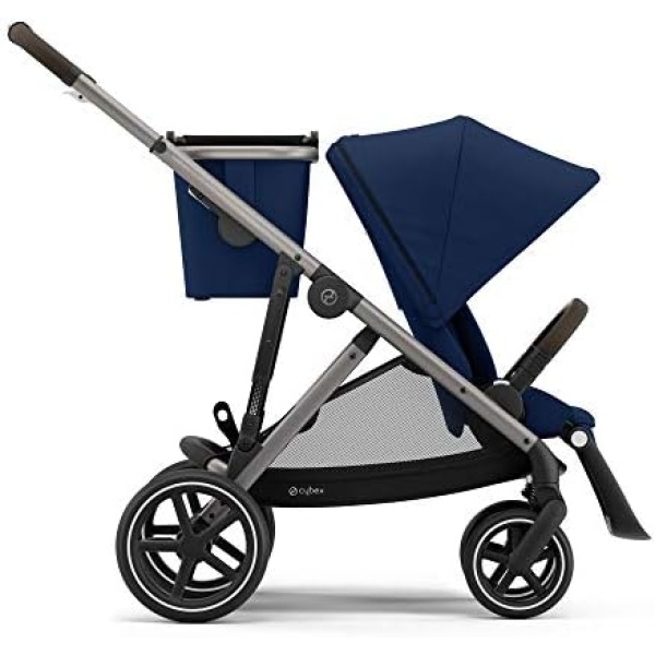 CYBEX Gazelle S Stroller, Modular Double Stroller for Infant and Toddler, Includes Detachable Shopping Basket, Over 20+ Configurations, Folds Flat for Easy Storage, Navy Blue