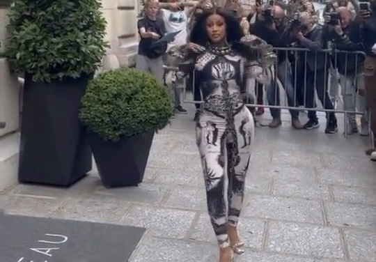 Cardi B Struts in a Jean Paul Gaultier Graphic Print Catsuit