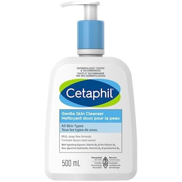 Cetaphil Gentle Skin Cleanser (500ml) - Hydrating Face Wash & Body Wash - Ideal for Sensitive, Dry Skin - Non-Irritating, Fragrance-Free and Dermatologist Recommended