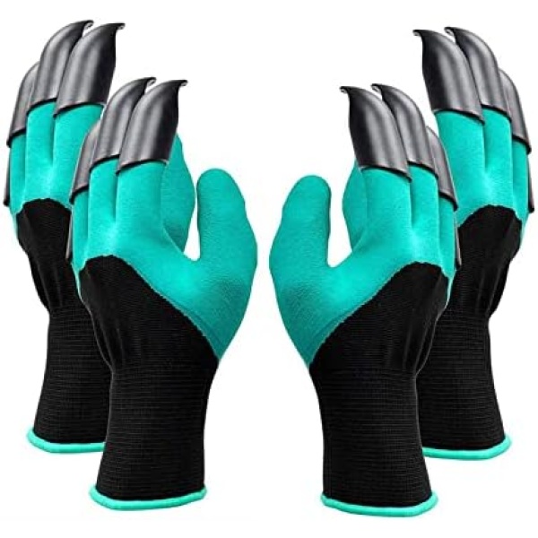 Chargenyang 2 Pairs Garden Gloves,Garden Gloves with Claws for Women and Men Both Hands Gardening Work Gloves Quick & Easy to Dig & Plant,Safe Gloves for Women & Men