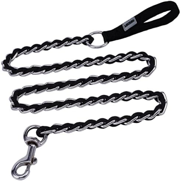 Chew Proof Dog Leash for Medium Large Breed Dogs 6FT/4FT, Heavy Duty Anti-Chew Metal Chain Leashes with Comfortable Handle by Lecreo