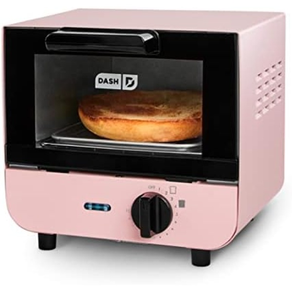 DASH Mini Toaster Oven Cooker for Bread, Bagels, Cookies, Pizza, Paninis & More with Baking Tray, Rack, Auto Shut Off Feature - Pink