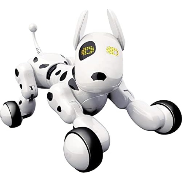 Dimple Interactive Robot Puppy with Wireless Remote Control Kids Robot Dog Toy Electronic Pet That Sings Dances Eye Mode Speaks for Boys/Girls, 1 for Kids, White