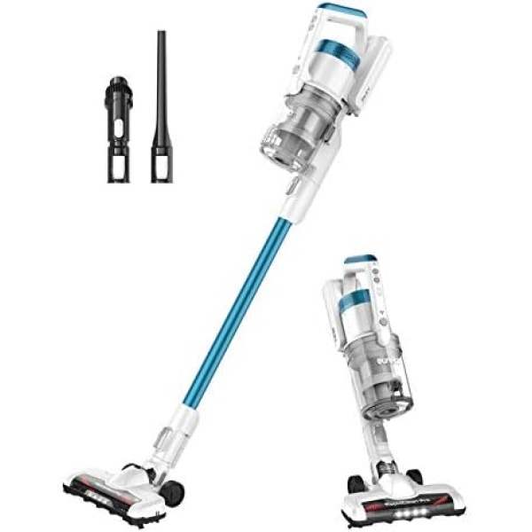 EUREKA RapidClean Pro Lightweight Cordless Vacuum Cleaner, High Efficiency Powerful Digital Motor LED Headlights, Convenient Stick and Handheld Vac, Essential, Blue