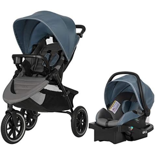 Evenflo Folio3 Stroll and Jog Travel System with LiteMax 35 Infant Car Seat (Skyline)