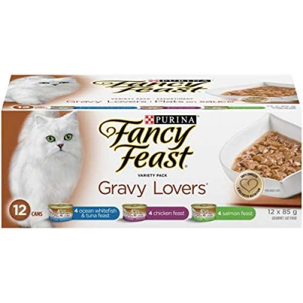 Fancy Feast Wet Cat Food, Gravy Lovers Variety Pack 85 g Cans (12 Pack)