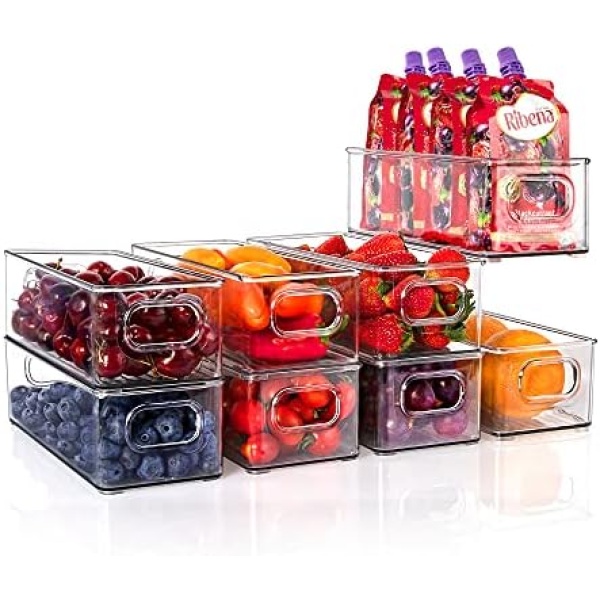 Fridge Organizer Organization – 8 Pack Perfect Kitchen Organization or Pantry Storage Bins – Fridge Storage, Pantry Organization and Storage Bins, Cabinet Organizers