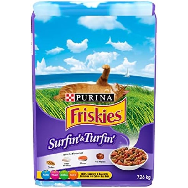 Friskies Surfin' & Turfin' Dry Cat Food - 7.26 kg Bag