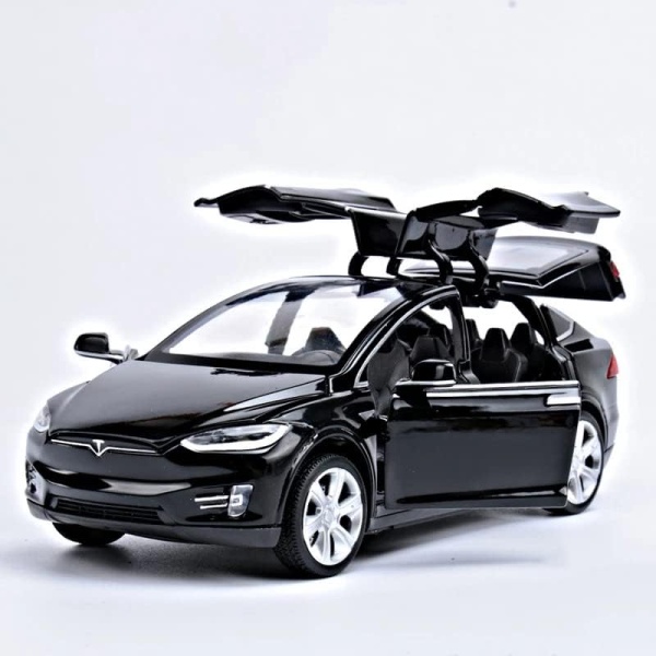 GowizDream Pull Back Car Toys with Lights and Music , Alloy Diecast Electronic Car Model X 1:32 Scale, Mini Vehicles Toys for Kids Children Toddlers Tesla Car Lovers, Decompression Toys for Adults (Black)