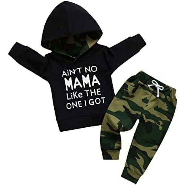 Infant Baby Boys Hoodie Clothes Sets Little Boy Clothing Long Sleeve Pullover Sweatshirts Tops Camo Pants Set 2 Piece Outfits