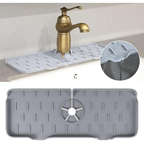 Kitchen Faucet Mat 2pcs Kitchen Faucet Sink Splash Guard, Silicone Faucet Handle drip Catcher Mat, Drip Protector Splash Countertop, Drying Mat, LB000323