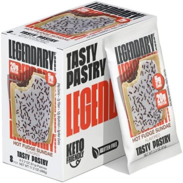 Legendary Foods 20 gr Protein Pastry | Low Carb Tasty Protein Bar Alternative | Keto Friendly | No Sugar Added | High Protein Snacks | On-The-Go Breakfast | Keto Food - Hot Fudge (8-Pack)