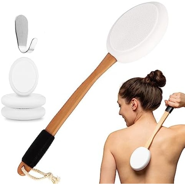 Lotion Applicator for Back | 17" Long Handle Back Lotion Applicator | Easy Reach Self Application for Skin Cream, Pain Relief Gels & Medical Ointments | Includes 4 Textured Pads | ONLY SOLD BY YOOVE