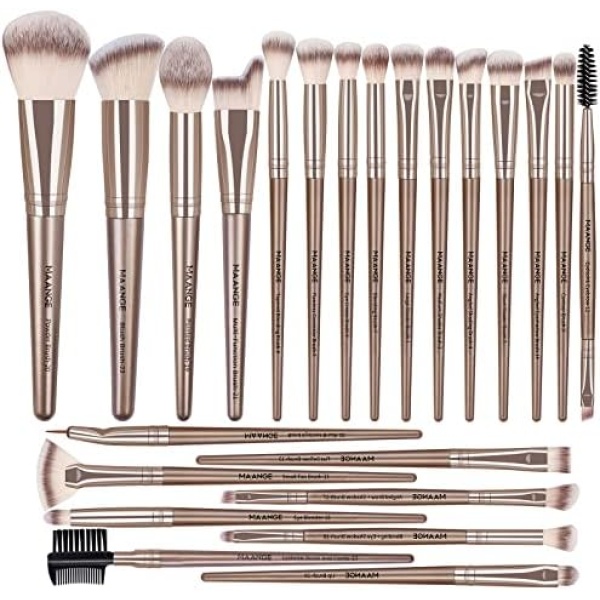 Makeup Brushes, MAANGE 23 Pcs Makeup Brush Set Premium Synthetic Makeup brushes Professional Face Powder Blush Pointed Eyeshadow Blending Brush Kit, Graduation Gift (Champagne)