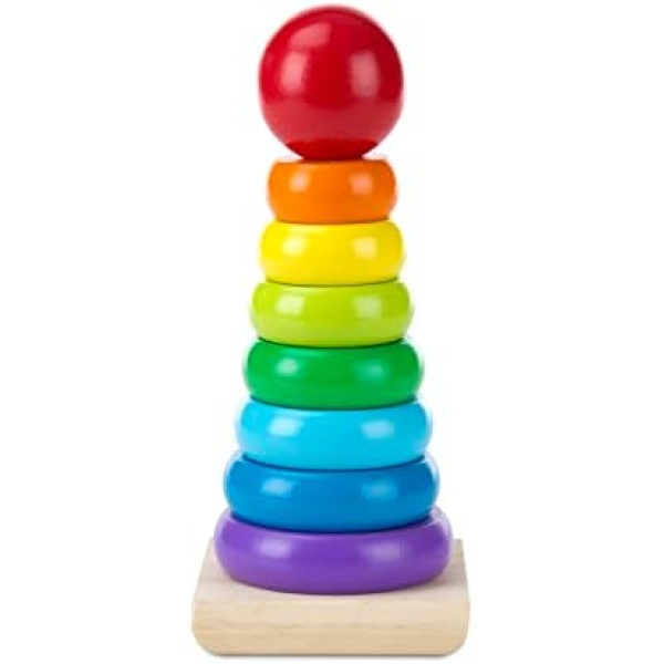 Melissa & Doug Rainbow Stacker Wooden Ring Educational Toy | Wooden Stacking Rings, Stacker Toys For Toddlers Ages 2+