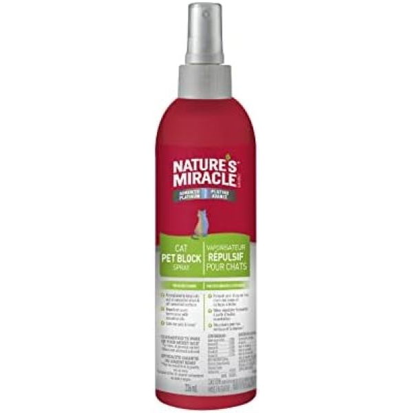 Nature's Miracle Advanced Platinum Cat Pet Block Repellent Spray, 236mL, Indoor Training Aid for Cats (P-98375FL), Multi