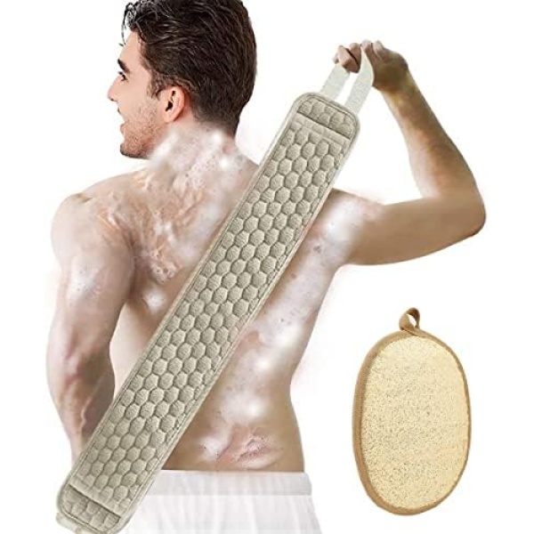 New Exfoliating Back Scrubber for Shower Back Washer for Shower for Men and Women Deep Clean Sportout Shower Loofah 2Pcs