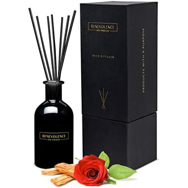 Reed Diffuser Set, Relaxing Rose & Sandalwood Fragrance Diffuser | Aromatherapy Reed Diffuser Sticks, Scented Oil Diffuser Sticks with Gift Box | Scented Sticks Diffuser, Bathroom Diffuser