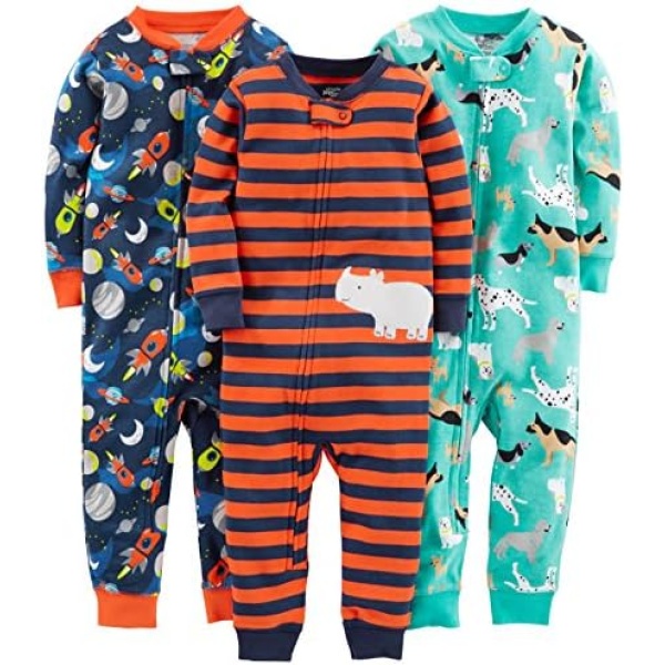 Simple Joys by Carter's baby-boys 3-pack Snug-fit Footless Cotton Pajamas Pajama Set