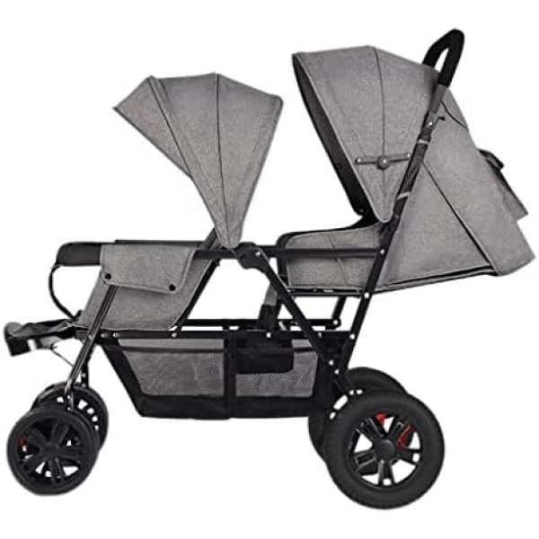 Twin Stroller，Twin Double Stroller Wagon，Large StorageBasket，5-Point Seat Belt， Lightweight Travel，Easy Foldable