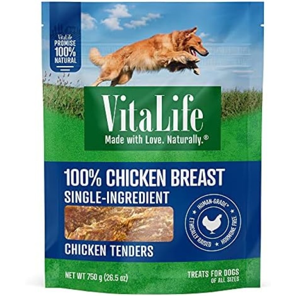 VitaLife All Natural Dog Treats - Chicken Tenders 750g, Dark Green