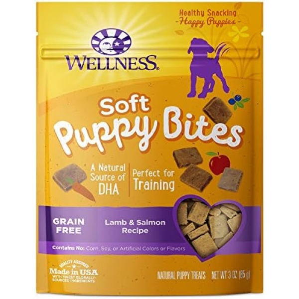 Wellness Soft Puppy Bites Natural Grain Free Puppy Training Treats, Lamb & Salmon, 3-Ounce Bag