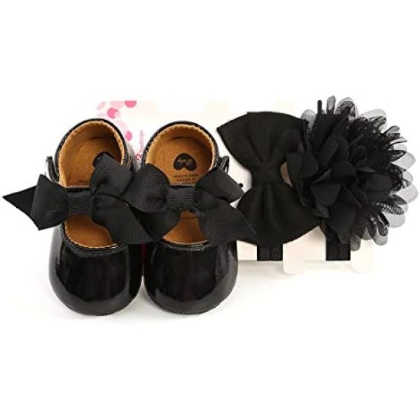 YWY Baby Girls Shoes Princess Bowknot Non-Slip Mary Jane Shoes First Walkers Shoes