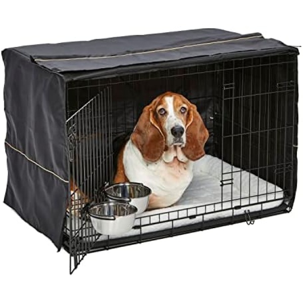 iCrate Dog Crate Starter Kit | 36-Inch Dog Crate Kit Ideal for Medium/Large Dogs (Weighing 41-70 Pounds) || Includes Dog Crate, Pet Bed, 2 Dog Bowls & Dog Crate Cover