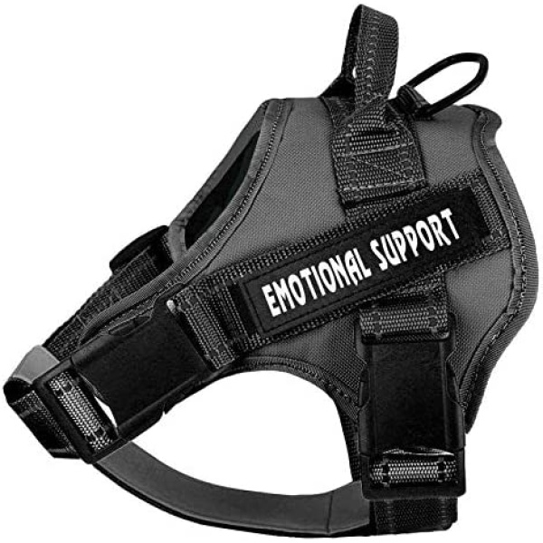 voopet Service Dog Harness, Emotional Support Pet Vest Harness, Reflective Breathable and Adjustable No-Pull ESA Dog Harness for Small Medium Large Dogs (with 4 PCS Removeable Tags)