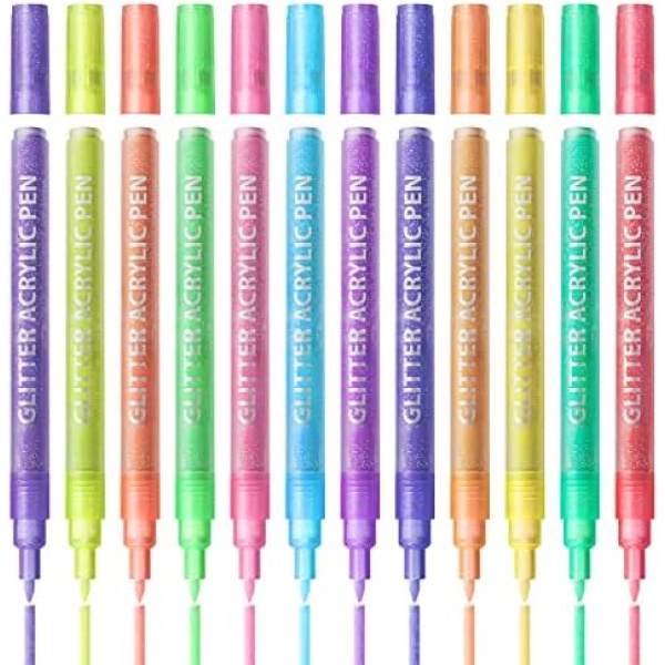 12pcs 3D Nail Art Pens Set, Glitter Nail Art Drawing Pen Colorful Nail Art Pens Nail Drawing Pen Manicure Tools for Nail Art DIY (12 Colors)