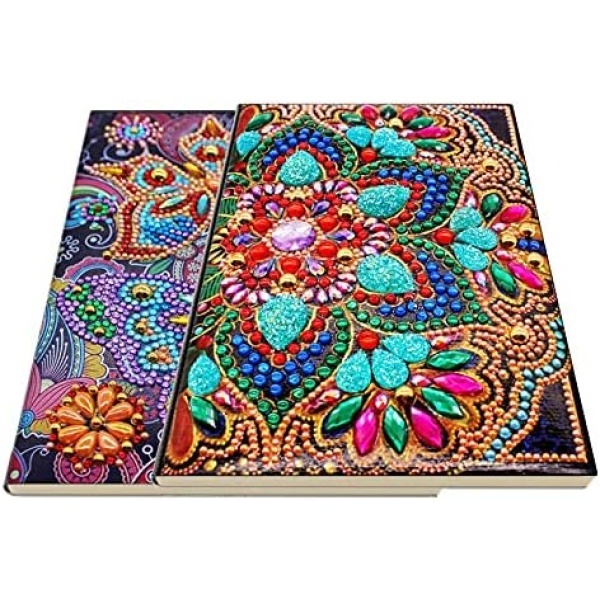 2Packs Diamond Painting Butterfly Mandala Flower Notebook Kits Cover Leather 5D Special Shaped Journal Sketchbook Crystal Art Hardcover Dairy Book Festival Birthday DIY Gift 20.7x14.2cm