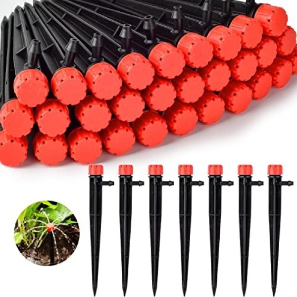 50 Pcs Self Watering Spikes, Adjustable 360 Degree Plant Waterer for 1/4" Drip Irrigation Spike System, with Slow Release Control Valve Switch for Indoor & Outdoor Plants and Flowers