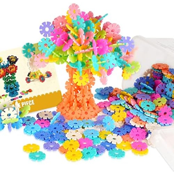 500 PCS Interlocking Plastic Disc Set, Building Flakes A Creative and Educational Alternative to Building Blocks Building Toys Gift for Boys Girls Kids Age 3+ Promotes Fine Motor Skills Development