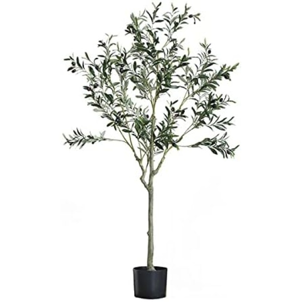 Artificial Olive Tree, 5ft (60'') Tall Fake Plants Suitable for Modern Living Rooms Home Office Indoor & Outdoor Garden Decor, Natural Artificial Plants for Housewarming, About 600 Leaves