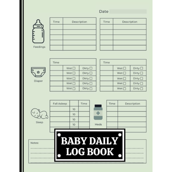 Baby Daily Log Book: Record and Track Babys Feeding, Diapering, Sleep and Medication, High Quality Matte Cover, 8.5X11 Inches, 120 Pages