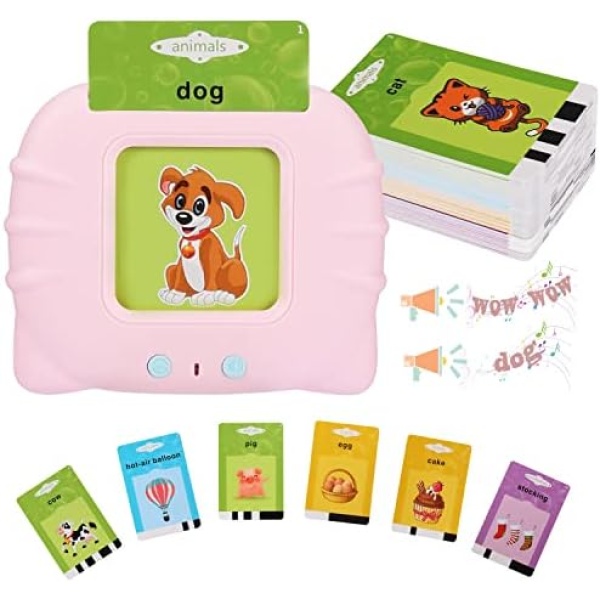 Bachentary Talking Flash Cards for Toddlers,Preschool Learning Educational Toys with 112 Cards, Interactive Toy Word Reading Machine for Kids Ages 2-6