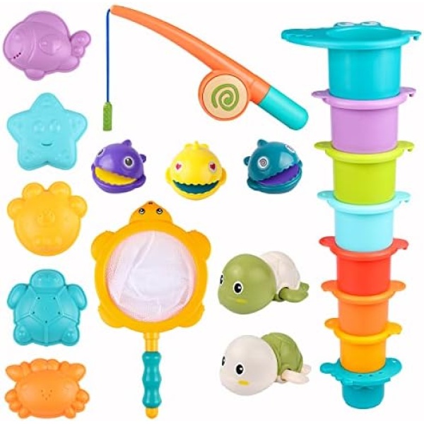 Bath Toys for Toddlers - 20 PCS Baby Bath Toys, Baby Bath Toys Water Play Set Gift for Bathtub Shower Beach for 1-3 Year Old Girl Boy