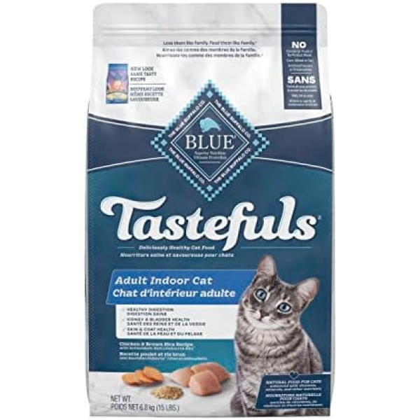 Blue Buffalo Tastefuls Indoor Health Natural Adult Dry Cat Food, Chicken And Brown Rice 6.8kg bag, Large Bag (Packaging May Vary)