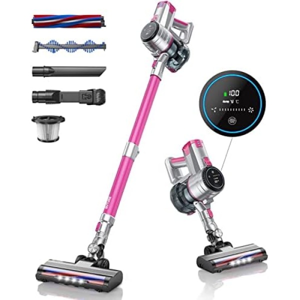 BuTure Cordless Vacuum Cleaners, 400W/33KPA Powerful Stick Vacuum with Touch Screen, 55min Runtime Battery, Handheld Lightweight Vacuum for Hardwood Floors, Carpets, Pet Hair