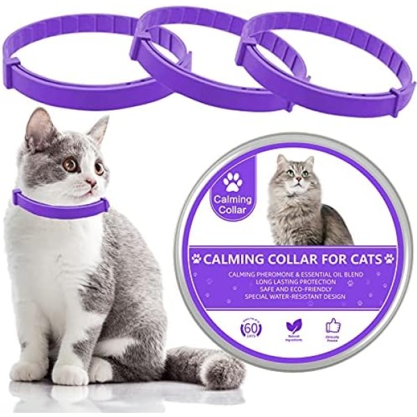 Calming Collar for Cats 3 Pack Calming Cat Collars Pheromone Collar for Cats Anxiety Relief Lasts 60 Days Adjustable Calming Collar for Kitten Kitty Calm Collar Cat Calm Relaxing Comfortable Collars