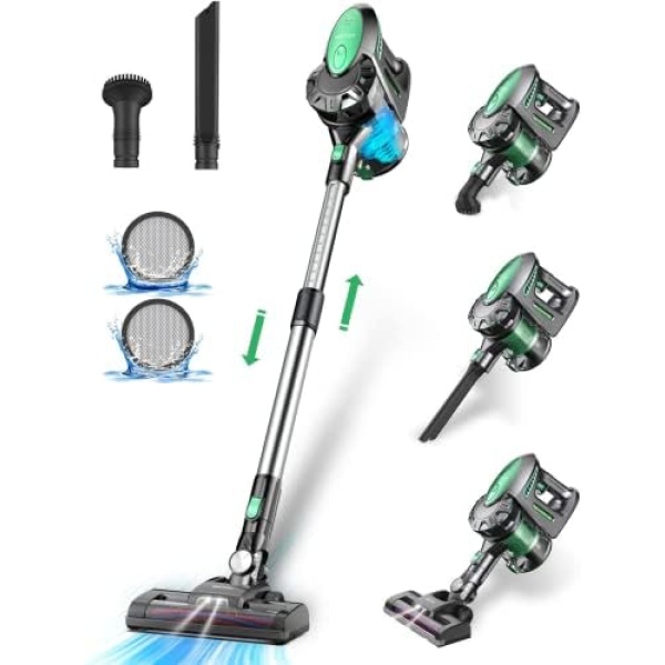 Cordless Vacuum Cleaner, Vactidy Blitz V8 Cordless Stick Vacuum with Detachable Battery, 25KPa Suction Hardwood Floor Vacuum Up to 35min Runtime, Lightweight Stick Vacuum for Carpet Pet Hair Cleaning