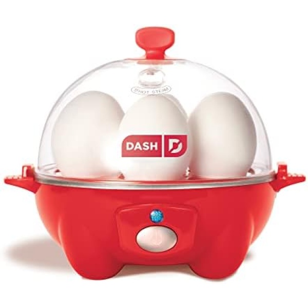 DASH Rapid Egg Cooker: 6 Egg Capacity Electric Egg Cooker for Hard Boiled Eggs, Poached Eggs, Scrambled Eggs, or Omelets with Auto Shut Off Feature - Red