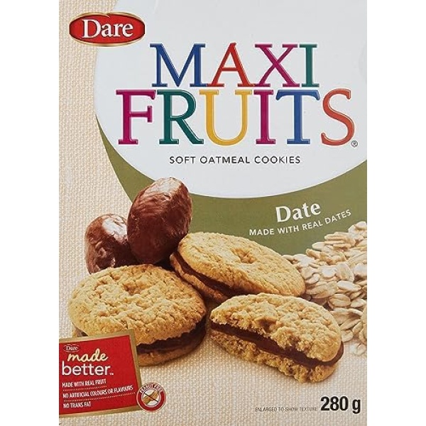 Dare Maxi Fruits Soft OatmMaxi Fruits Date - Soft Oatmeal Cookies with Real Fruit Filling for a Great Snack 280g